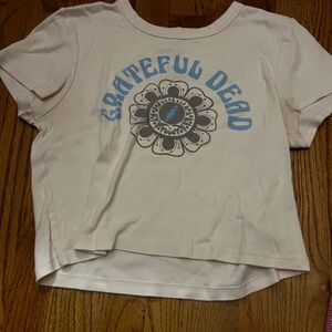 American Eagle Outfitters White and Blue Crop Top